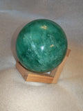 Green Fluorite Sphere with Wooden Stand - 1.15kg