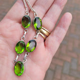 Vintage 925 Sterling Silver Green Gemstone Necklace Chrome Diopside Colour