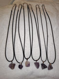 Natural Amethyst Freeform Pendant Necklace on Black Cord #53