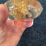 Pink & Gold Art Glass Mushroom Paperweight