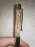 Citrine Gemstone Chip Ballpoint Pen Silver Tone Black Ink
