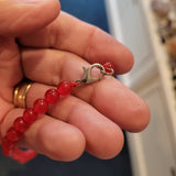 Graduated Dyed Red Agate Beaded Necklace Natural Gemstone Round Beads