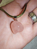 Rose Quartz Freeform Pendant Necklace on Olive Gold Cord Natural Gemstone #51