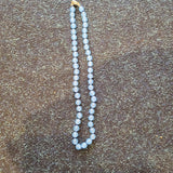 Natural Blue Chalcedony Beaded Necklace Hand Knotted Round Gemstone Necklace