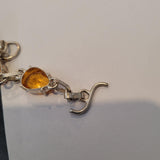 Vintage 925 Stamped Golden Citrine Colour Crystal Bracelet | Pear Cut Tennis Style