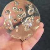 Clear Controlled Bubble Art Glass Paperweight | Handcrafted Glass Sphere | 530g | #19