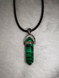 Malachite Style Crystal Point Pendant Necklace Green Black Gemstone Jewellery #44