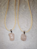 Rose Quartz Freeform Pendant Necklace on Cream Cord Natural Gemstone #52