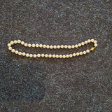 Vintage Style White Faux Pearl Knotted Necklace Gold Tone Ball Clasp Strand 8mm