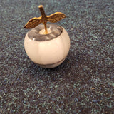 White Onyx Style Stone Apple with Brass Stem