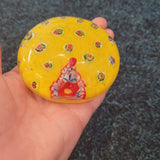 Yellow Millefiori Handcrafted Art Glass Paperweight #43