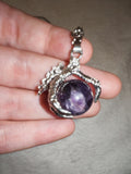 Natural Amethyst Dragon Claw Sphere Pendant Necklace | Fantasy Gemstone Necklace | 68