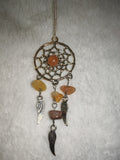 Orange Aventurine Gemstone Dreamcatcher Necklace | Angel Wing Crystal Pendant