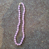 Natural Lavender Jade Beaded Necklace Hand Knotted Crystal Gemstone Silver Tone Clasp