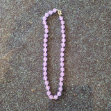 Natural Lavender Jade Beaded Necklace Hand Knotted Crystal Gemstone Silver Tone Clasp