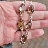 Vintage 925 Stamped Smoky Quartz Style Crystal Drop Necklace
