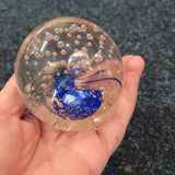Glass Art Paperweight #28 | Handcrafted Blue & Gold Art Glass Paperweight