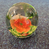Orange Floral Handcrafted Art Glass Paperweight #41