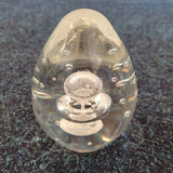 Large Clear Glass Egg Paperweight with Controlled Bubble Design #1