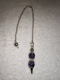 Amethyst Double Sphere Gemstone Dowsing Pendulum with Silver Tone Chain