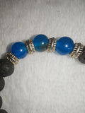 Leo Zodiac Lava Stone Bracelet with Blue Dyed Agate Accent Beads