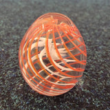 Orange Swirl Art Glass Egg Paperweight | Handcrafted Decorative Glass Sculpture. Design #9 | 410g