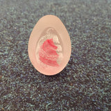 Frosted Art Glass Egg Paperweight | Satin Finish with Red & White Internal Swirl Design #7 | 270g