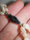 Vintage Triple Strand Baroque Freshwater Pearl Necklace with 925 Sterling Silver Clasp