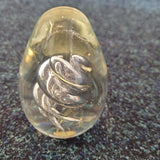 Handcrafted Clear Art Glass Egg Paperweight | Twisted Spiral Design #3 | 545g