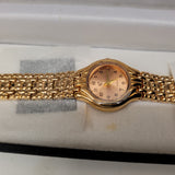 Vintage Copperfield Ladies Gold Tone Peach Dial Quartz Bracelet Watch Boxed NOS #9