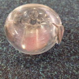 Clear Glass Apple Paperweight with Pink Inclusions