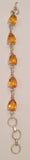 Vintage 925 Stamped Golden Citrine Colour Crystal Bracelet | Pear Cut Tennis Style