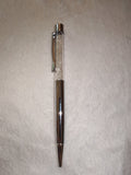 Clear Quartz Gemstone Chip Ballpoint Pen Silver Tone Black Ink