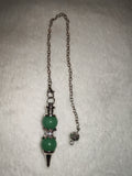 Green Aventurine Gemstone Dowsing Pendulum with Silver Tone Chain