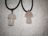 Rose Quartz Mushroom Pendant Necklace Natural Pink Gemstone Crystal Jewellery #47
