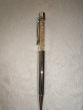 Citrine Gemstone Chip Ballpoint Pen Silver Tone Black Ink