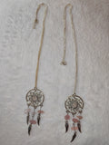 Rose Quartz Gemstone Dreamcatcher Necklace | Angel Wing Crystal Pendant