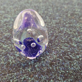 Small Dark Blue Art Glass Egg Paperweight with Bubble Design | Handcrafted Decorative Glass Sculpture. Design #12 | 155g