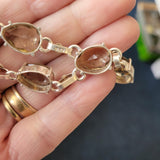 Vintage 925 Stamped Smoky Quartz Style Crystal Drop Necklace