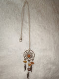 Orange Aventurine Gemstone Dreamcatcher Necklace | Angel Wing Crystal Pendant