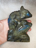 Labradorite chameleon carving 400g