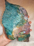 Ocean Jasper “Deathwing” Skull Carving - 1.55kg