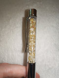 Citrine Gemstone Chip Ballpoint Pen Silver Tone Black Ink