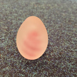 Frosted Art Glass Egg Paperweight | Satin Finish with Red & White Internal Swirl Design #7 | 270g
