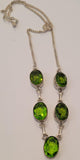 Vintage 925 Sterling Silver Green Gemstone Necklace Chrome Diopside Colour