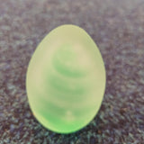 Frosted Art Glass Egg Paperweight | Satin Finish with Green Spiral Design #8 | 260g