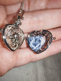 Sodalite Heart Harmony Ball Cage Pendant Necklace | Natural Gemstone