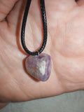 Natural Chevron Amethyst Gemstone Pendant Necklace on Black Cord #54