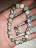 Tree Agate & Lepidolite Beaded Stretch Bracelet | Natural Gemstone 8mm