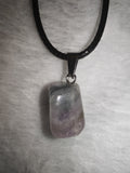 Natural Banded Amethyst Gemstone Pendant Necklace on Black Cord #57